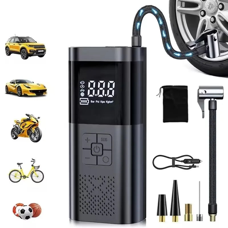 Car Air Pump Cordless Portable Tire Inflator Mini Tyre Inflator 12V Car Air Compressor with Pressure Gauge