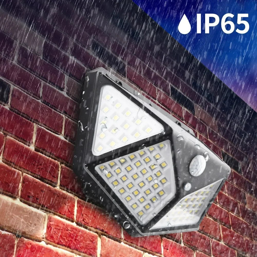 Solar Security Lamp Outdoor Garden Decor Waterproof Solar Powered 100 LED PIR Motion Sensor Spotlight for Yard & Pathway, Fence.