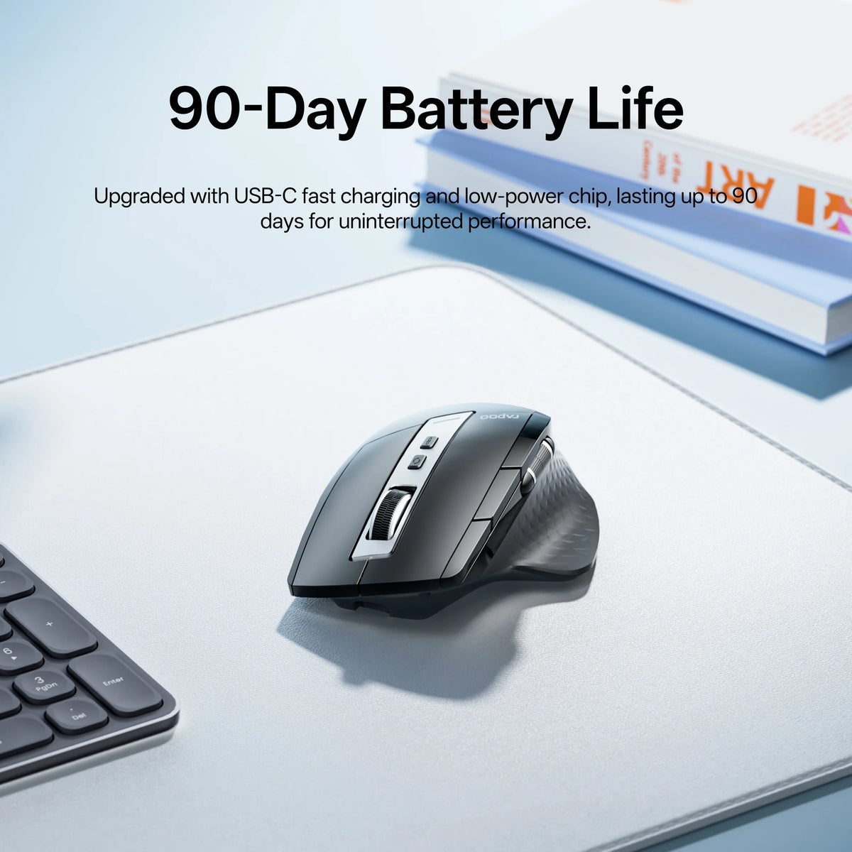 Rapoo 2026 New MT710L Multi-mode Rechargeable Wireless Mouse Ergonomic 4000 DPI Bluetooth Mouse Easy-Switch Up to 4 Devices