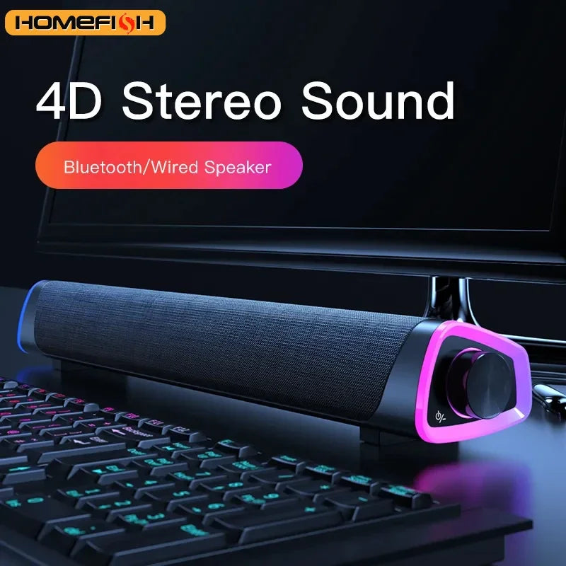 Computer Speaker Bar Stereo Sound Subwoofer Bluetooth Speaker For Macbook Laptop Notebook PC Music Player Wired Loudspeaker