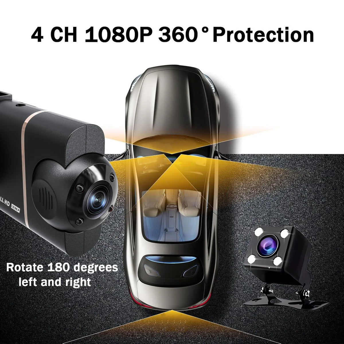 4 Cameras Dash Cam Car DVR WiFi HD 1080P Video Recorder 4 Channel Front Rear View Night Vision Black Box DVR For Vehicle Safety