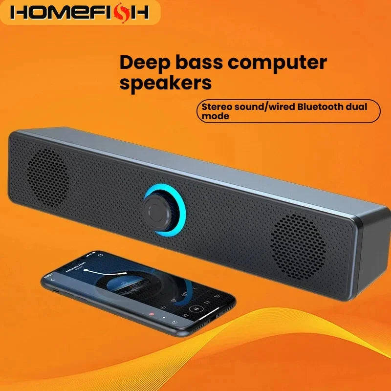 Computer Speaker Bar Stereo Sound Subwoofer Bluetooth Speaker For Macbook Laptop Notebook PC Music Player Wired Loudspeaker