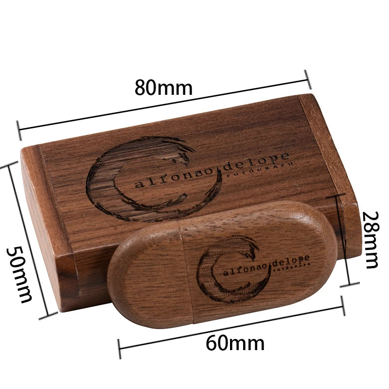 Wedding Gift Box USB 3.0 Flash Drive Free Logo Wooden Pen Drive High Speed Memory Stick 64GB/32GB/16GB/8GB/4GB Real Capacity