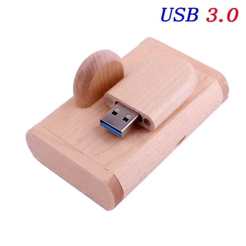 Wedding Gift Box USB 3.0 Flash Drive Free Logo Wooden Pen Drive High Speed Memory Stick 64GB/32GB/16GB/8GB/4GB Real Capacity