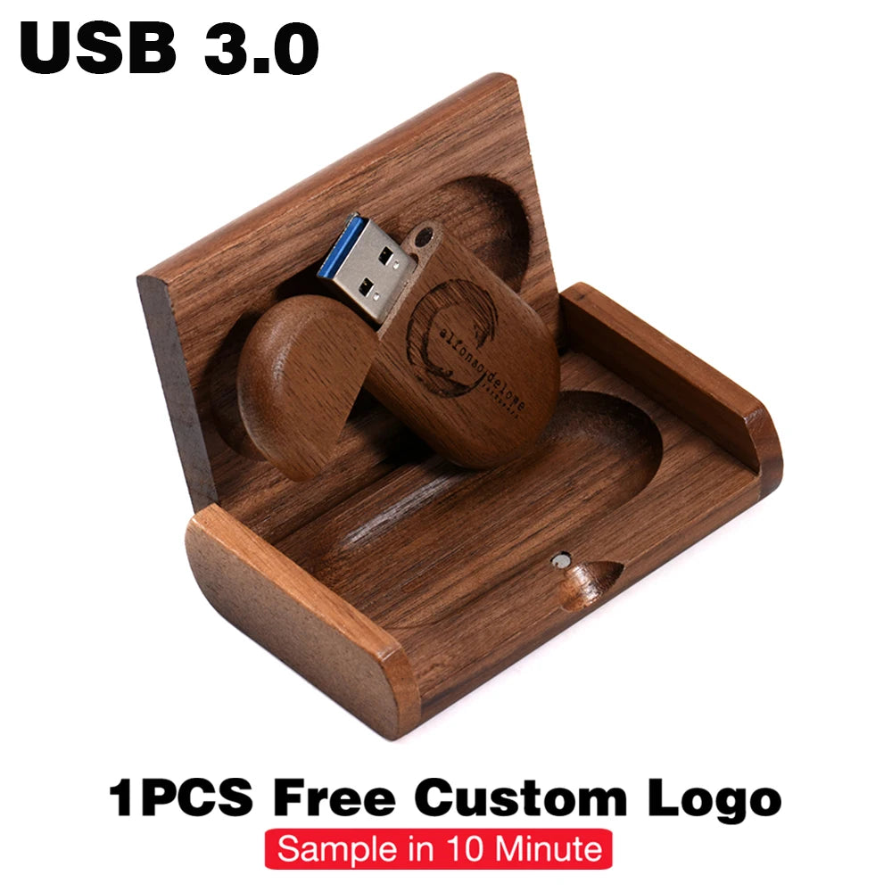 Wedding Gift Box USB 3.0 Flash Drive Free Logo Wooden Pen Drive High Speed Memory Stick 64GB/32GB/16GB/8GB/4GB Real Capacity