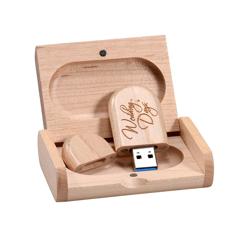 Wedding Gift Box USB 3.0 Flash Drive Free Logo Wooden Pen Drive High Speed Memory Stick 64GB/32GB/16GB/8GB/4GB Real Capacity