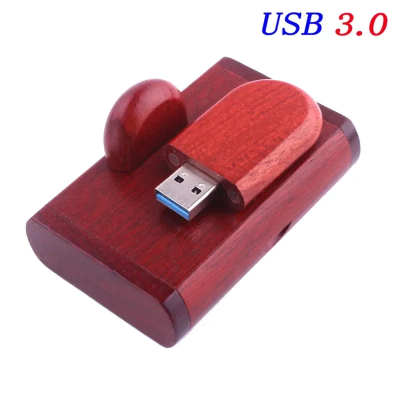 Wedding Gift Box USB 3.0 Flash Drive Free Logo Wooden Pen Drive High Speed Memory Stick 64GB/32GB/16GB/8GB/4GB Real Capacity
