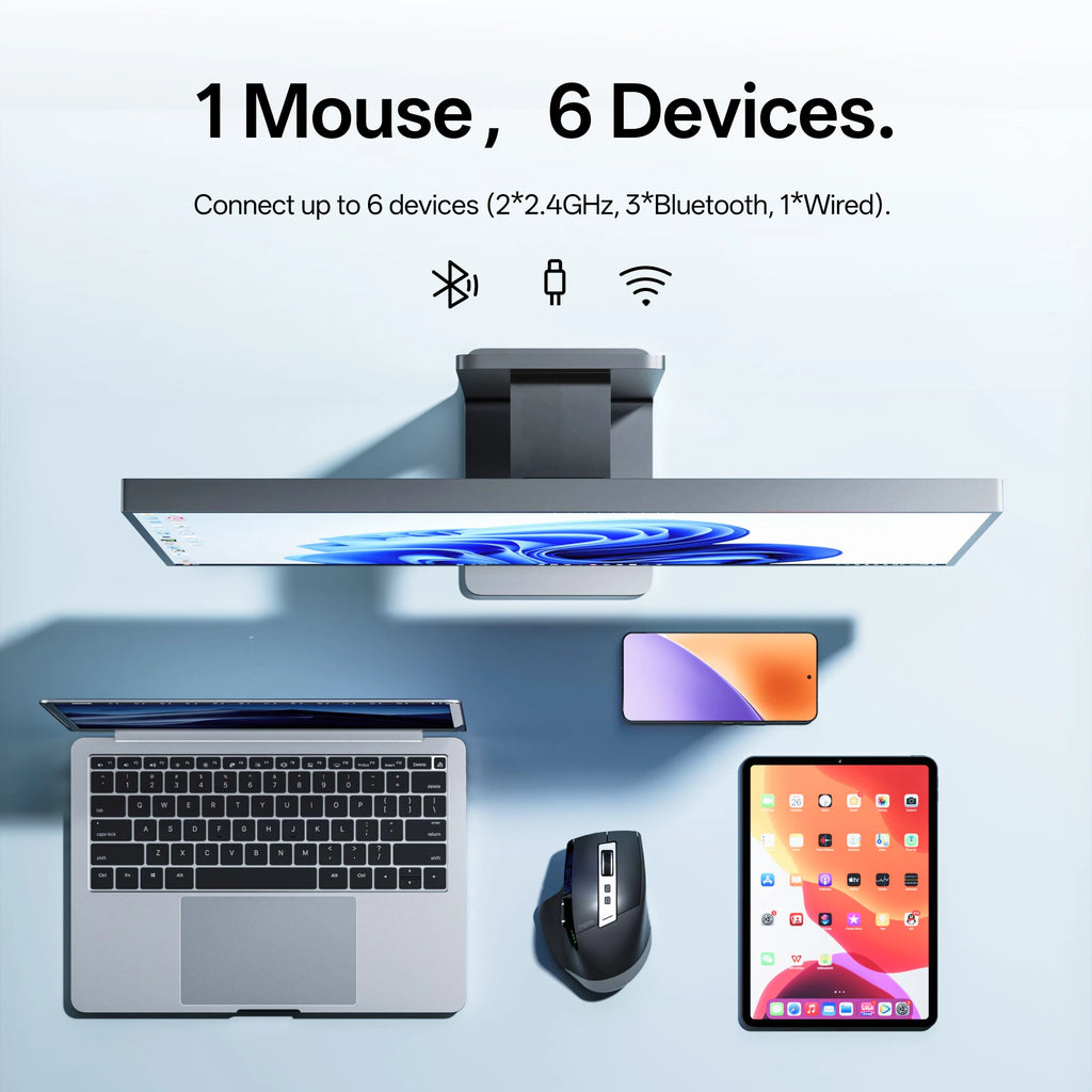 Rapoo 2026 New MT710L Multi-mode Rechargeable Wireless Mouse Ergonomic 4000 DPI Bluetooth Mouse Easy-Switch Up to 4 Devices