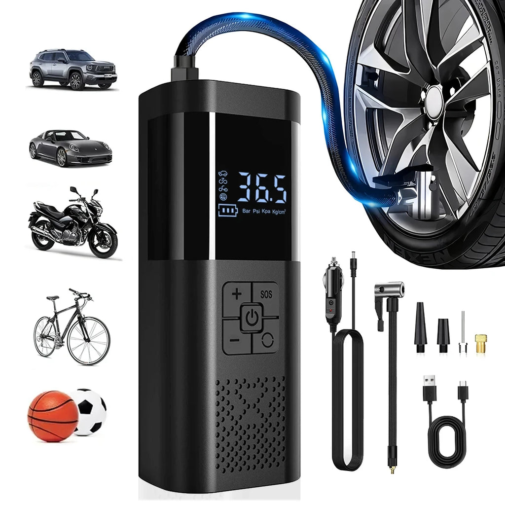Car Air Pump Cordless Portable Tire Inflator Mini Tyre Inflator 12V Car Air Compressor with Pressure Gauge