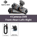 4 Cameras Dash Cam Car DVR WiFi HD 1080P Video Recorder 4 Channel Front Rear View Night Vision Black Box DVR For Vehicle Safety